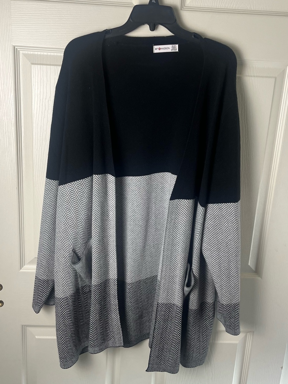 Black and Gray Open Front Women's Cardigan